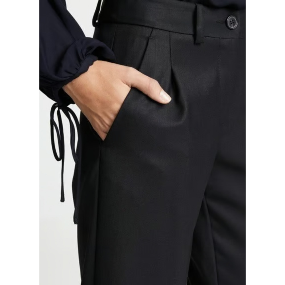 NEW! Nili Lotan 2 Bertina Slouchy VIRGIN WOOL Pants Pleats High Rise Button Hem - Picture 9 of 14